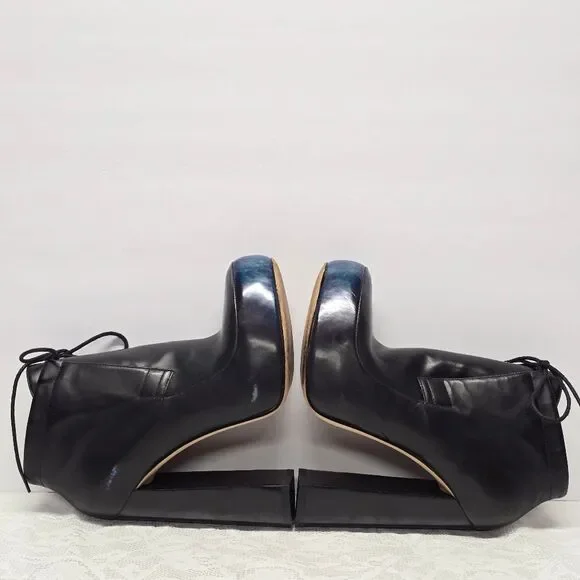 Alexander Wang Constance Black Leather Booties Blue Cast Died Toes Ultra High 8 - Picture 2 of 14